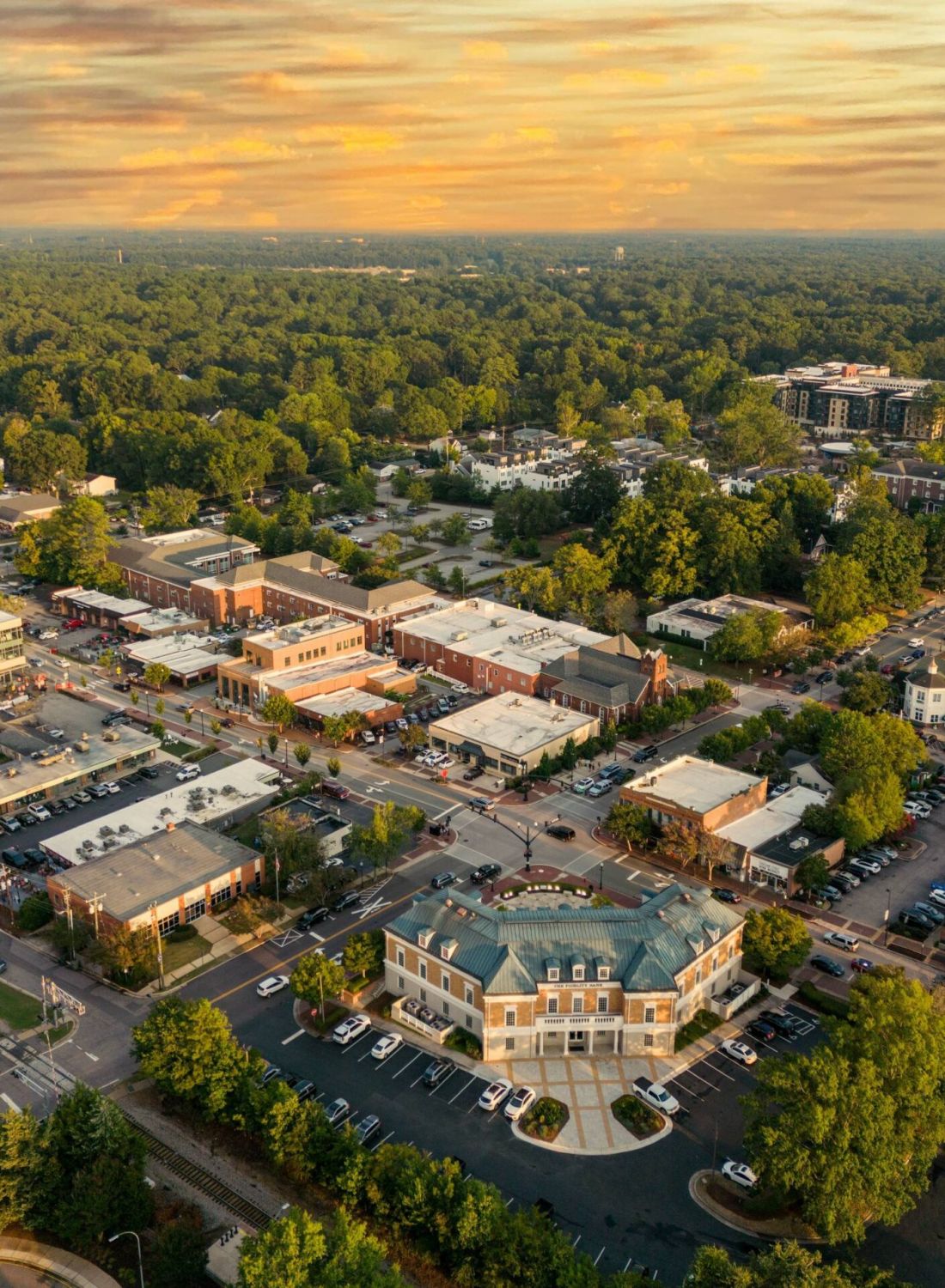 The Bend at cramerton mills neighborhood from above